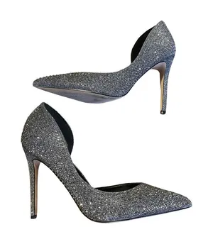 Steve Madden Naila Rhinestone Encrusted Silver Pumps d'Orsay Silhouette 7.5 Prom thumbnail 1
