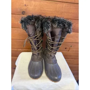Khombu Kandice Tall Lace-up Faux Fur Winter Snow Boots Sz 10 Brown/gray thumbnail 6
