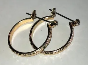 Gold Tone Textured Boho Hoop Earrings thumbnail 1