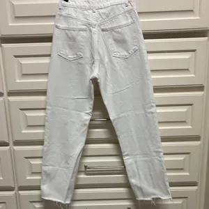 Zara White Straight Leg Jeans High-Waisted thumbnail 5