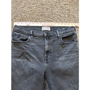 Everlane Jeans Women's 32 Black Kick Crop Coated Raw Hem High Rise thumbnail 7