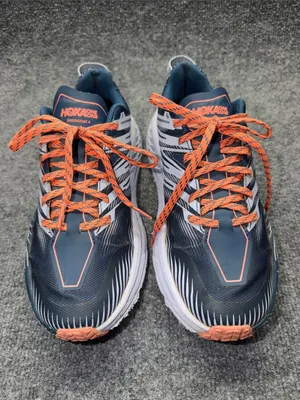 Hoka One One Navy and Orange Speedgoat Trail Sneakers thumbnail 2
