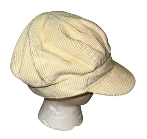 Vintage Gap Cream Corduroy Newsboy‎ Hat Bakerboy Cap Y2K thumbnail 1