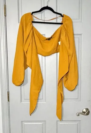 Source Unknown Hers and mine Women's Yellow and Orange Crop-top thumbnail 1