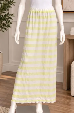 Victoria's Secret Women Maxi Skirt Yellow White Striped Drawstring Size XS thumbnail 1
