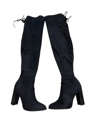 Marc Fisher Neela Black Suede Over The Knee Block Heel Boots Size 7.5 thumbnail 1