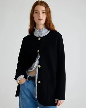J.Crew Giselle Long Sweater Blazer Gold Button Detail Black thumbnail 2