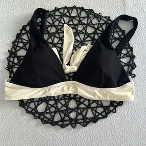 L*SPACE Harley Colorblock Bikini Top, Black/Cream, size Medium, $114 thumbnail 6