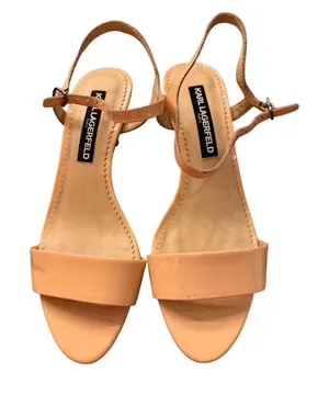 KARL LAGERFELD‎ PARIS DEMAS Ankle Strap Heel Nude Patent US 7 Sandals thumbnail 1