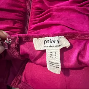 Privy Mesh Ruched Off The Shoulders Sweetheart‎ Mini Dress In Berry Size S thumbnail 11