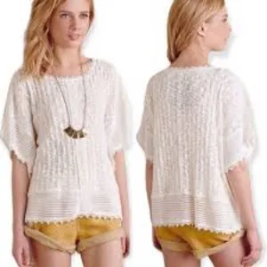 Meadow Rue Anthropology White Crochet Top‎ Size XS/S EUC thumbnail 2