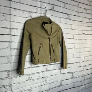 Zara BASIC Tan Cargo Utility Jacket XS Full Zip Asymmetrical Y2K Streetwear thumbnail 2