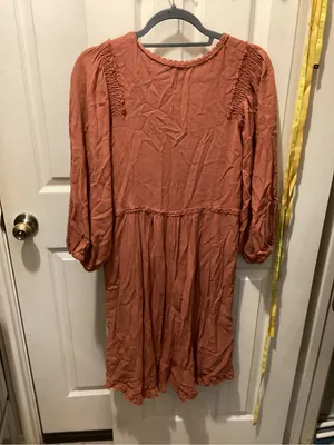 Umgee Rust Smocked V-Neck Mini Dress thumbnail 4