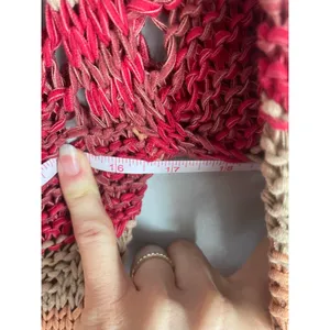 Free People Desert Moon Slouchy Fisherman‎ Open Knit Sweater Pink Striped XS thumbnail 7