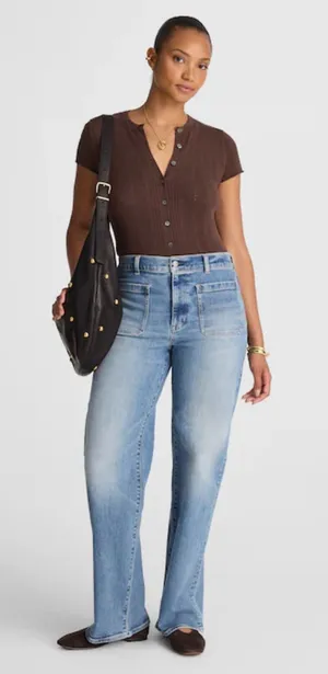 Madewell Curvy Petite Emmett Wide-Leg Jean | Size thumbnail 1