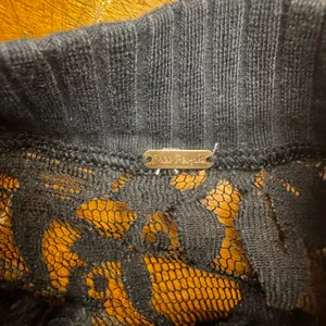Free People Black Ribbed Lace‎ Yoke Keyhole Mock Neck Long Sleeve Top Womens thumbnail 3