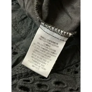 Milly Black Eyelet Cotton Mini Dress 3/4 Puff Sleeve Elastic Waist Pockets‎ P thumbnail 7
