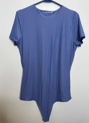 Abercrombie & Fitch Body Suit Womens XLT Blue Excellent Short Sleeve Crew Neck thumbnail 1