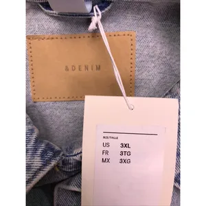 H&M‎ &Denim Trucker Jacket Women 3XL Blue Acid Wash Oversized Jean Coat thumbnail 3