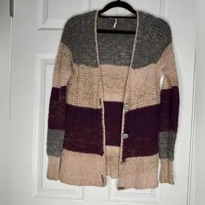 FREE PEOPLE Lake Tahoe Color block‎ Cardigan Sweater Grandma Core Size S thumbnail 2