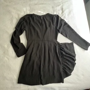Lush Black Puff Sleeve Ruched Sheath Dress Midi Size Medium Holiday New Years‎ thumbnail 8