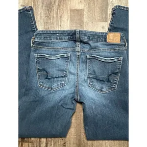 American‎ Eagle Outfitters Women's Blue Super Stretch Skinny Jeans thumbnail 2