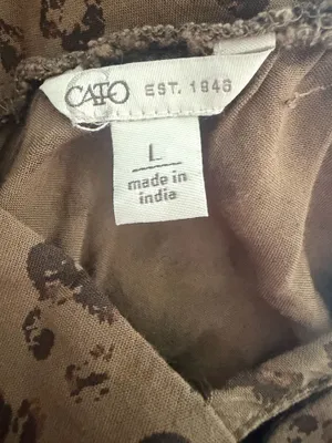 Cato Cheetah Print Floral Embroidered Puff Sleeve Ruffle Trim Boho Sedona Dress Large. thumbnail 7