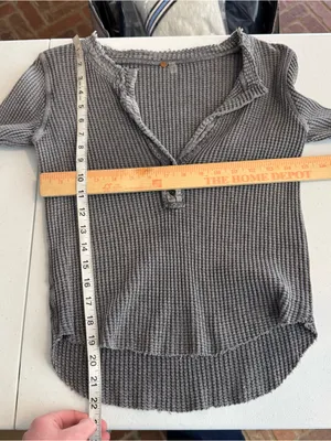 Free People FP One Colt Thermal Washed Charcoal Grey Grunge Plunge size small‎ thumbnail 8