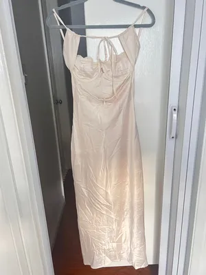 BabyBoo Silky Satin Light Blush Slip Dress with Spaghetti Straps S thumbnail 3