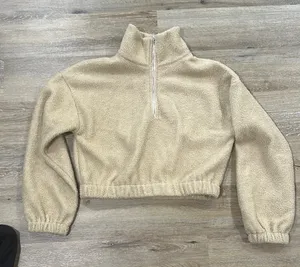 Zaful Cozy Cream Half-Zip Pullover- fleece lined. Size small (4) thumbnail 1