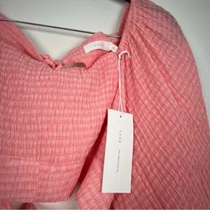 Lush Cropped Coral Puff Sleeve Blouse Sz S NWT thumbnail 7