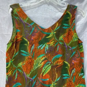 Vintage‎ Y2K Robbie Bee 100% Silk Slip Dress Abstract Olive Multi Lined Artsy M thumbnail 3