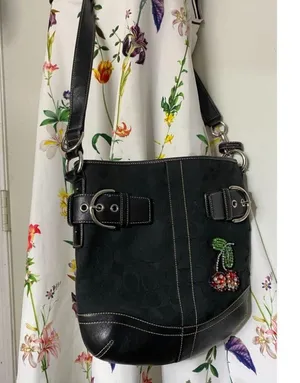Coach Black Jacquard Fabric Signature Crossbody thumbnail 8
