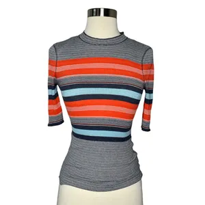 Free People Striped Thermal Top Size XS Navy Combo OB466000 Blue Red thumbnail 8