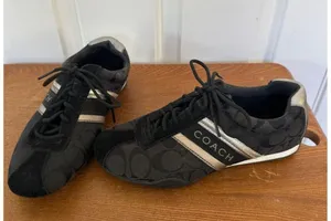 Coach Jayme Womens Sneakers 6M Black Monogram Lace-Up Casual Shoes thumbnail 2