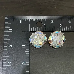 Vintage Laguna Aurora Borealis Cluster Clip Earrings thumbnail 11