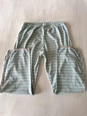 Lake Pajamas Pima Cotton Mint Stripe Pants, Medium thumbnail 7