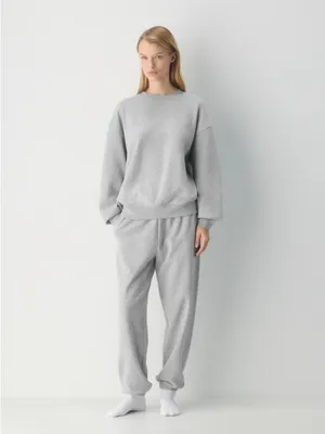 Aritzia TNA Crewneck Sweatshirt in Light Gray Sweatfleece CozyFleece Perfect Fit thumbnail 2