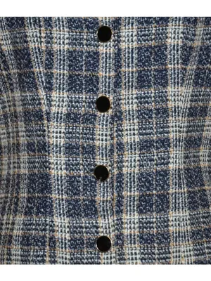 NWT Lulus Posh Arrival Blue Multi Plaid Tweed Mini Dress Size M Academia Preppy thumbnail 3
