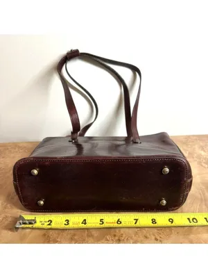 Vintage Brahmin Reddish Brown Leather Shoulder Tote Bag Made in USA thumbnail 8