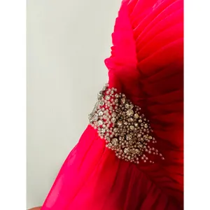 ASHLEYLAUREN Hot Pink Pleated Crystal Pearl Beaded One Shoulder Gown Size 8 thumbnail 7
