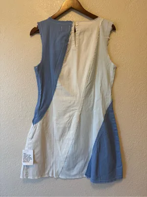 NWT ASOS Color Block Mini Dress Blue Cream Raw Edge Size 10 thumbnail 3