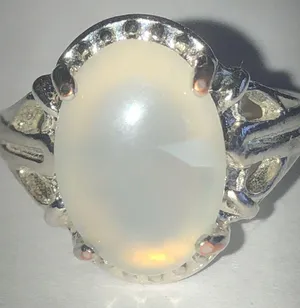 Elegant Silver Tone Boho Ring with Opalescent Stone thumbnail 1