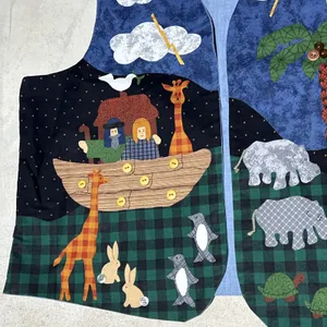 Womens Handmade Vest Womens L XL Noah's Ark Applique Folk Art Animal Theme Retro thumbnail 3
