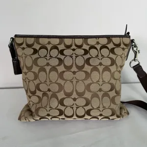 Coach Shoulder Bag‎ F28502 Signature Stripe Brown Canvas Leather Crossbody Y2K thumbnail 6