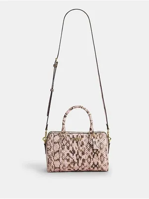 NEW Coach Rowan Pink Snakeskin Embossed Leather Satchel NWT thumbnail 4