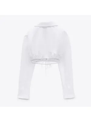 NWOT ZARA 100% cotton white Poplin Tie front Top thumbnail 4