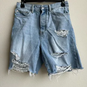 Lovers and Friends Devon High Rise 90s Cut Off Denim Shorts Distressed Size 26 thumbnail 2