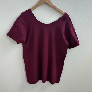 Vans Burgundy Off the Shoulder Tee thumbnail 7