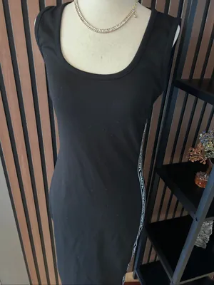 Michael kors Stretch Knit Logo Tape Midi Tank Dress size small stretchy back and thumbnail 4
